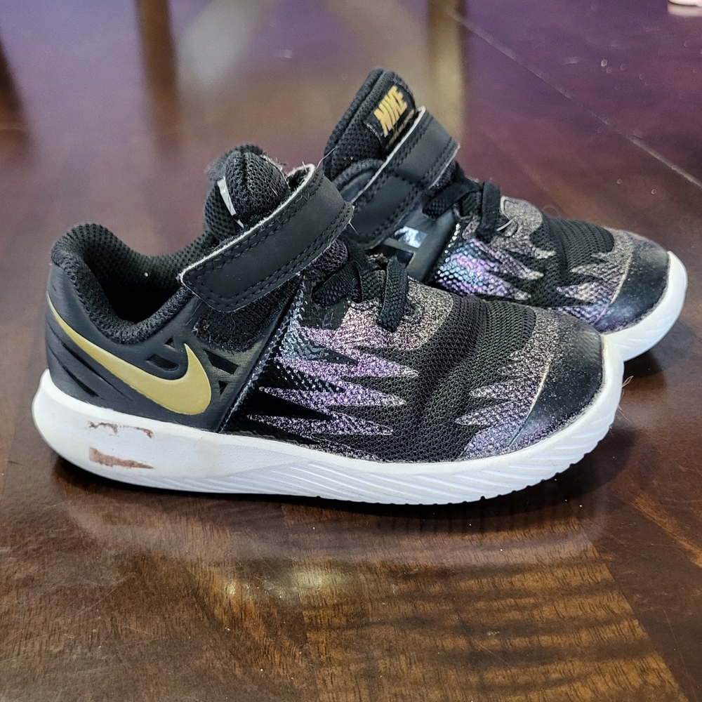 Nike Kids Black and Gold Athletic Shoes